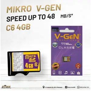 Memory Card Micro SD Vgen 4Gb Class 6 MicroSdhc Garansi Original 100%