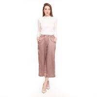 Gambar Basix - Barbara Strip Culotte Brown - Kulot Salur Coklat Pinggang Ring dari Mal Golden Truly Store Kota Administrasi Jakarta Utara 4 Tokopedia