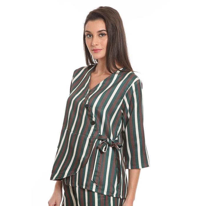 Gambar Basix - Bruin Blouse Top Green - Atasan Satin Hijau Stripe dari Mal Golden Truly Store Kota Administrasi Jakarta Utara Tokopedia