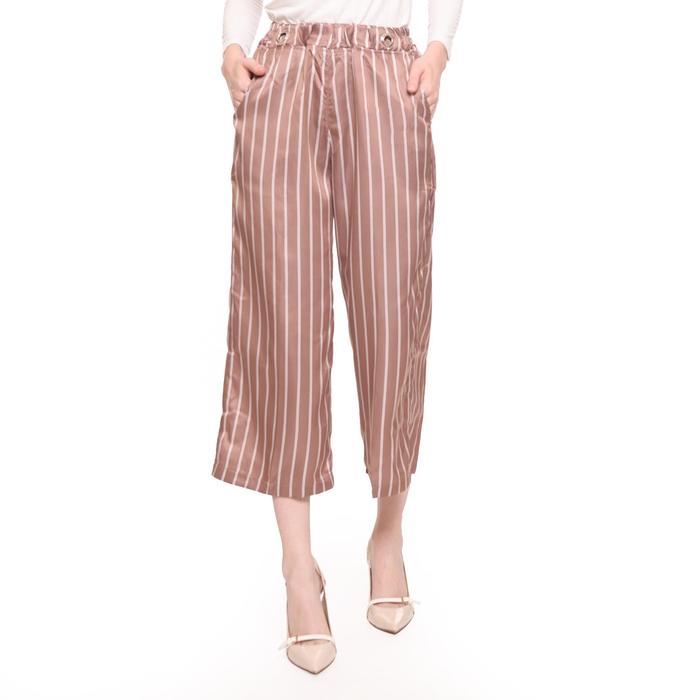 Gambar Basix - Barbara Strip Culotte Brown - Kulot Salur Coklat Pinggang Ring dari Mal Golden Truly Store Kota Administrasi Jakarta Utara Tokopedia