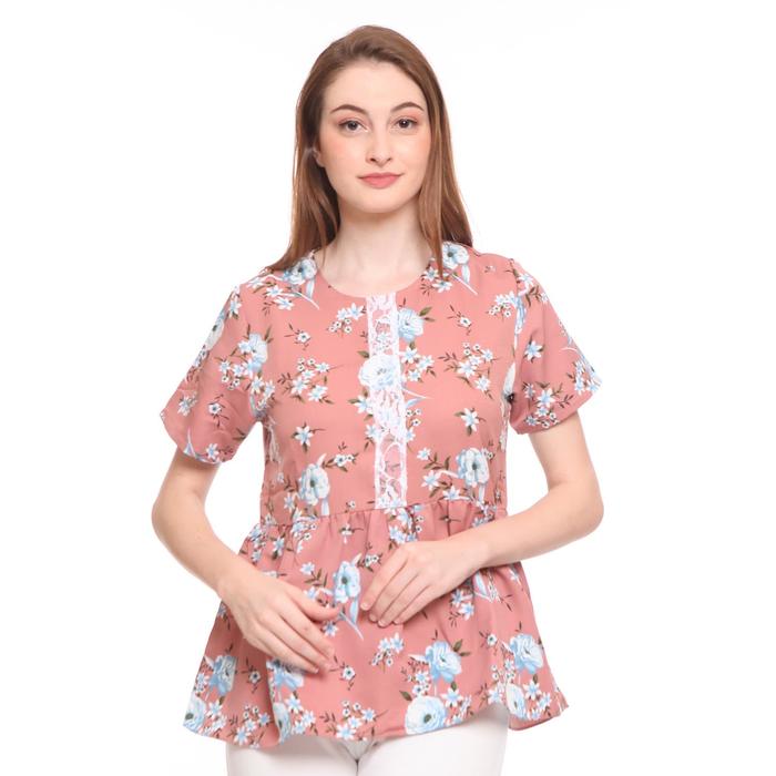 Gambar Basix - Jeanette Floral Printed Blouse with Details - Pink dari Mal Golden Truly Store Kota Administrasi Jakarta Utara Tokopedia