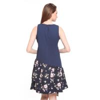 Gambar Basix - Linda Ruffle Floral Printed Dress - Biru Navy Motif Bunga dari Mal Golden Truly Store Kota Administrasi Jakarta Utara 4 Tokopedia