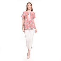 Gambar Basix - Jeanette Floral Printed Blouse with Details - Pink dari Mal Golden Truly Store Kota Administrasi Jakarta Utara 4 Tokopedia