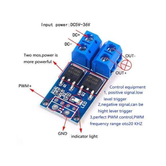 Jual 15A 36V 400W Mosfet HIGH Voltage Power Switch PWM Speed Driver ...