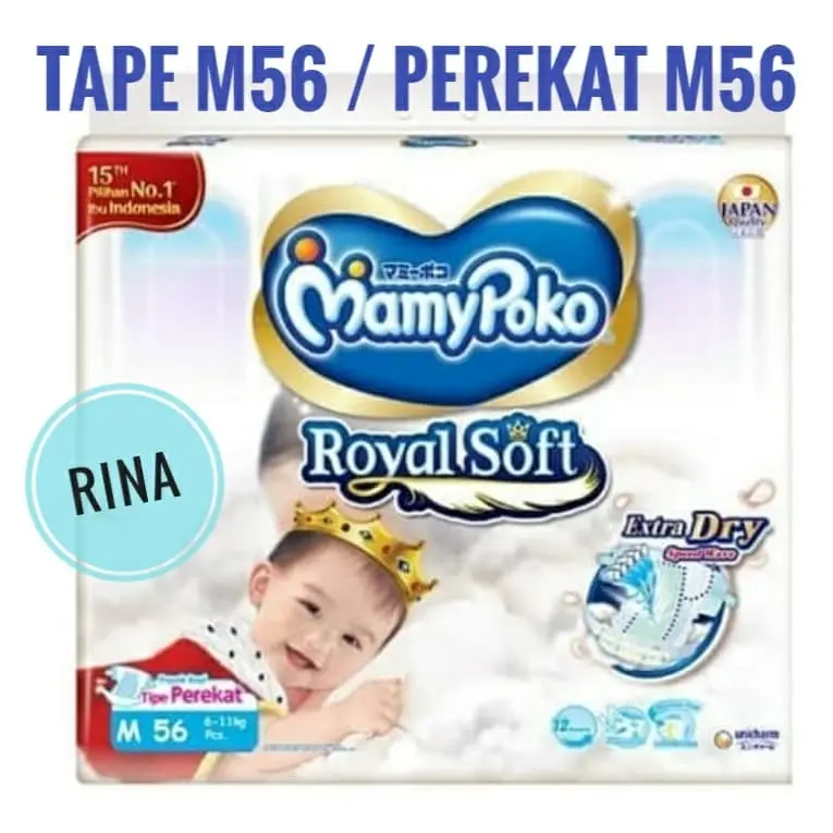 MAMYPOKO Tape M56 / Popok Perekat M 56 Royal Soft Extra Soft Extra Dry 1