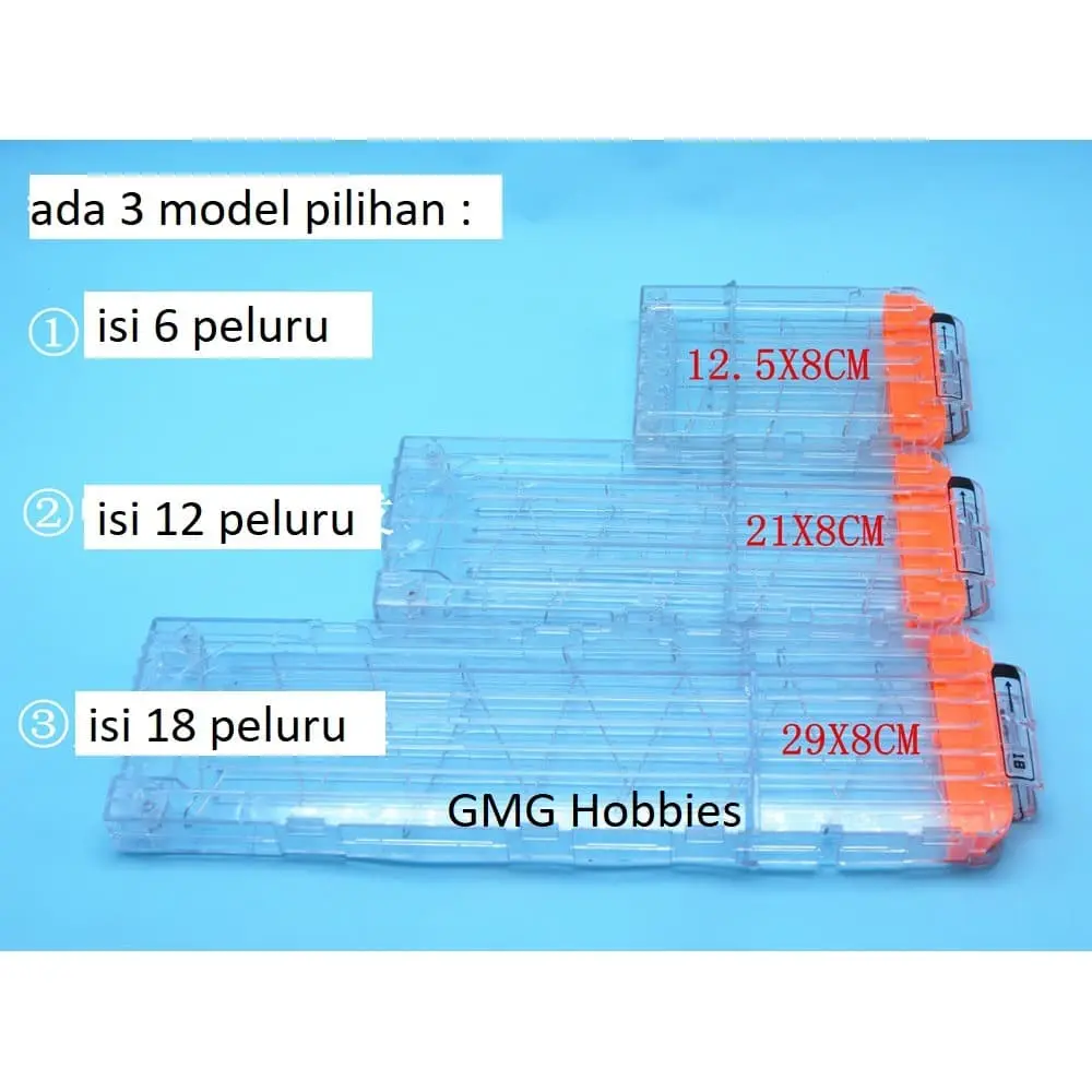 6 12 18 Reload Clip Nerf Magazine Darts Refill Trans Clear