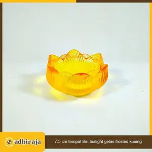 Tempat Lilin Candle Holder Glass Frosted Kuning