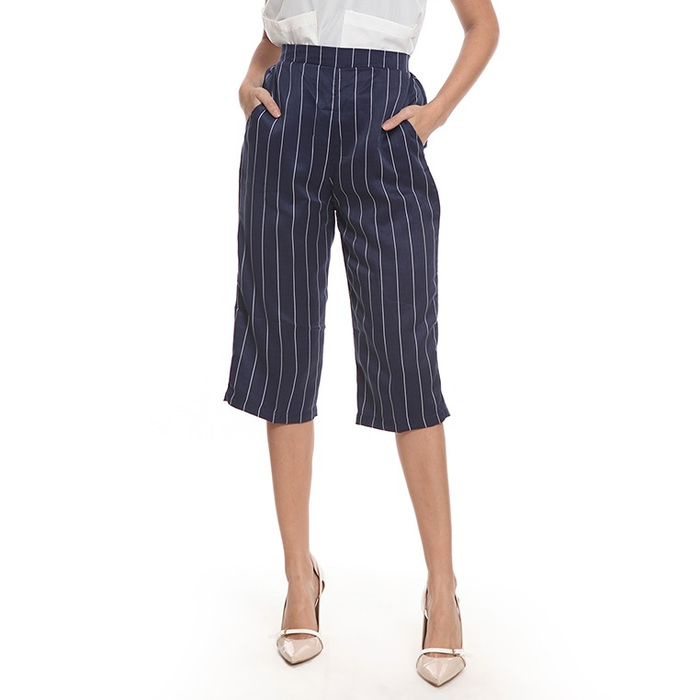 Gambar Basix - Faun Cullote stripe Navy - Kulot Salur Biru Ada Kantong dari Mal Golden Truly Store Kota Administrasi Jakarta Utara Tokopedia