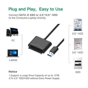 Kabel USB 3.0 to SATA 2.5 Inch HDD SSD Adapter laptop optional 3.5 DC