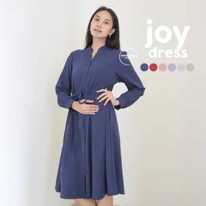 Dress Hamil Menyusui Murah Terbaru FULL KANCING Kerja Casual- DRO 1009