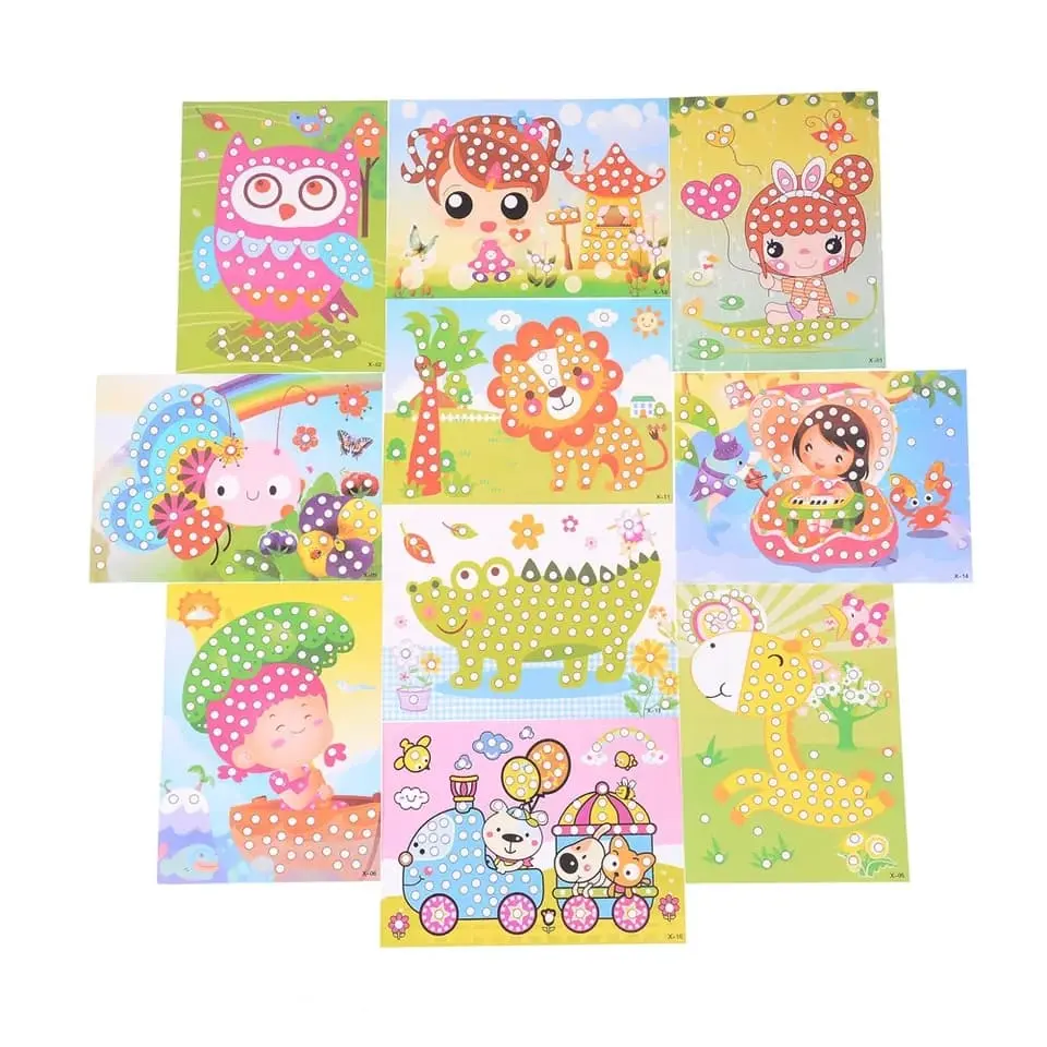[capt] Mainan Kreativitas Anak Seni Kerajinan Anak Permainan Belajar Menempel Batu Kristal Kertas Kartu Gambar Kartun - Diamond Painting Card Toys