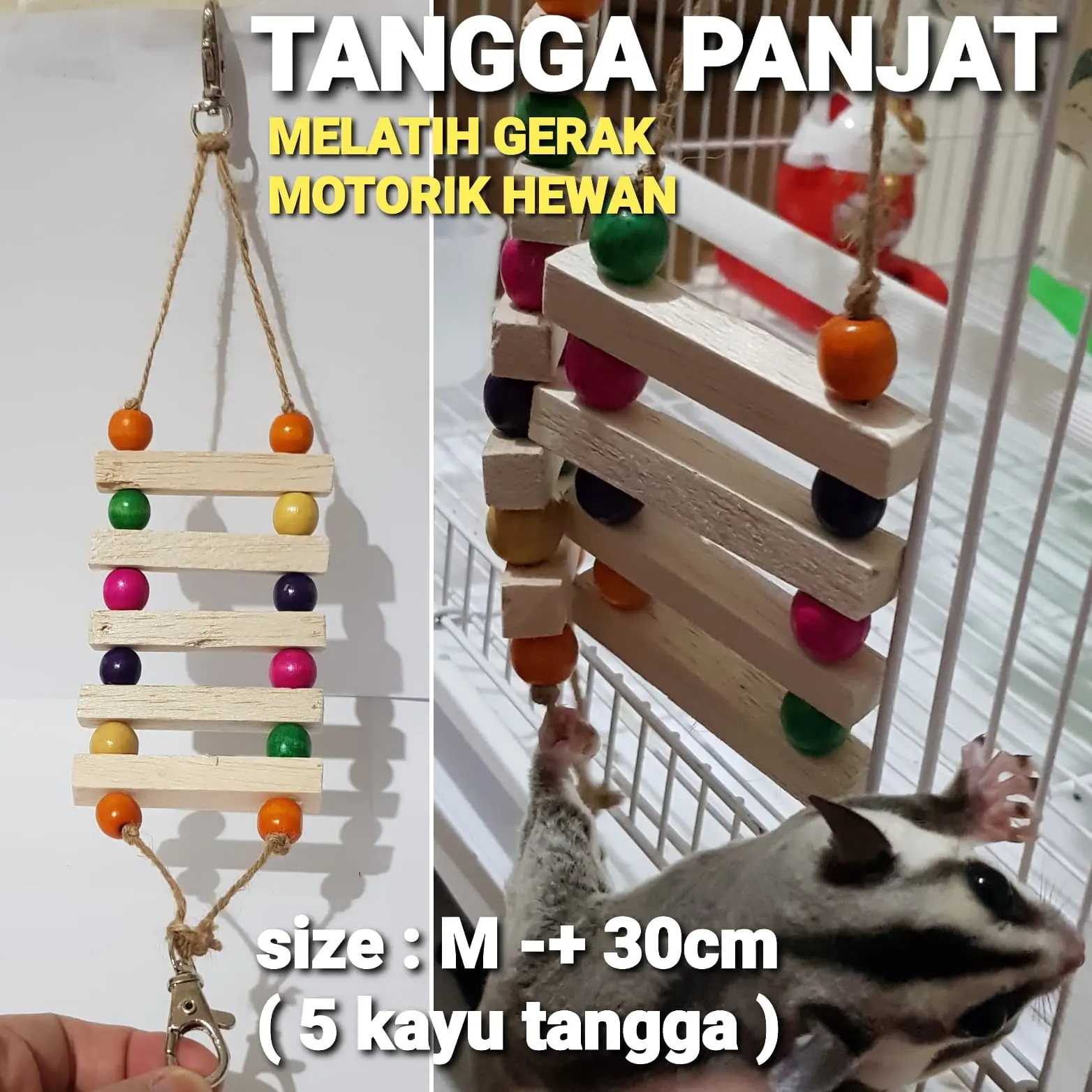 MAINAN SUGAR GLIDER TANGGA KAYU PANJAT size M hiasan kandang