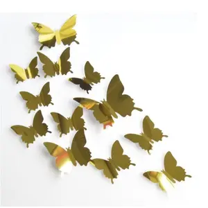 Hiasan Cermin Kupu-kupu Dekorasi Kaca Kupukupu Butterfly Mirror 12pcs