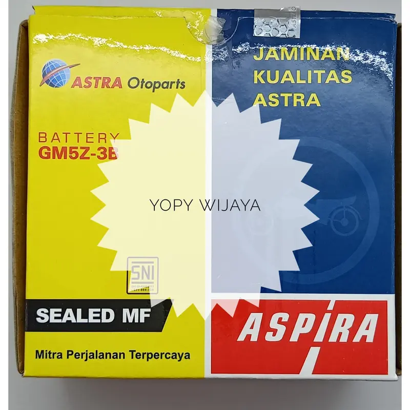 AKI ACCU BATERE BATERAI KERING GT6A ATAU GM5Z3B ASLI ASPIRA ASTRA 5Ah 1