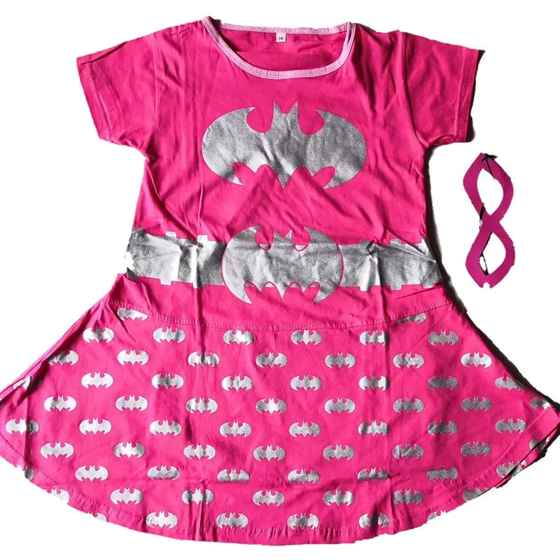 Dress Kostum Anak Cewek Bat Girl Pink Silver Baju Superhero 2