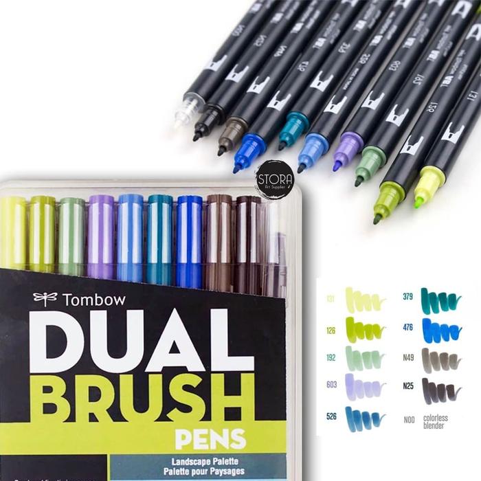 Gambar Tombow Dual Brush Pen Set 10 - Landscape Palette dari STORA - Art Supplier Kota Bandung Tokopedia