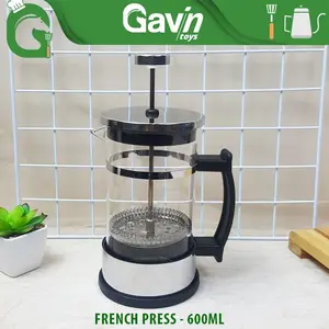 French Press 600ml Saringan Kopi Teh - Coffee Maker Stainless Kaca