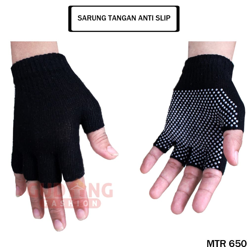 Product Introduction of Sarung Tangan Anti Slip Half Finger Full Finnger - Hitam Putih - Katun Polyester - Free Size 12