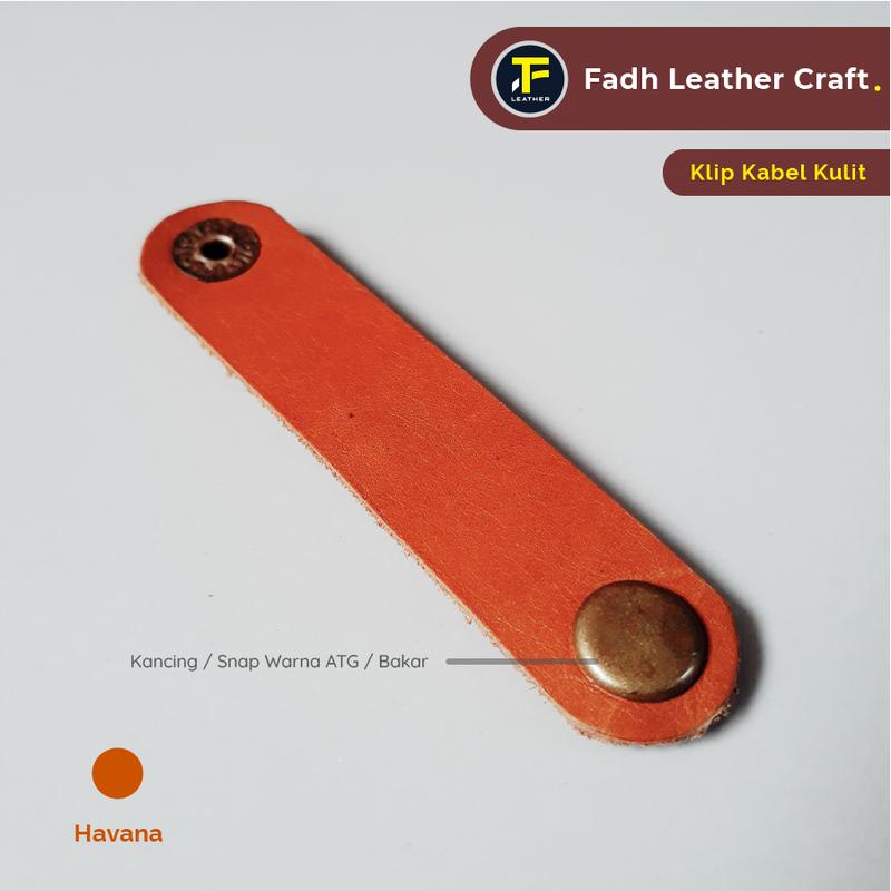 Klip Kabel Data Kulit Sapi Asli - Kancing ATG / Bakar - Warna Hitam 1