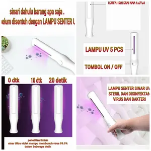 Lampu ultra violet disinfektan virus kuman model senter