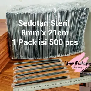 Sedotan Bubble Bobba 8mm 21cm Plastik Hitam Runcing Steril isi 500 pcs