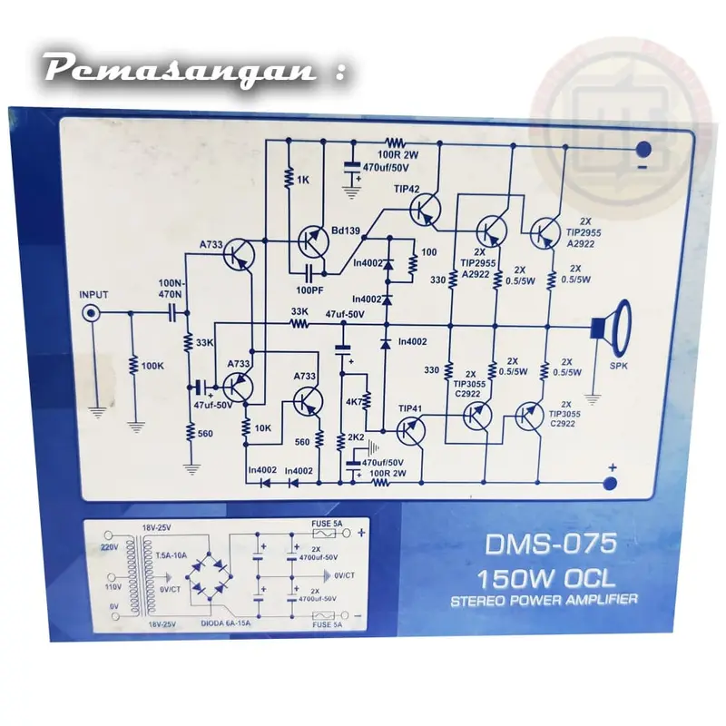 KIT Power Amplifier OCL Stereo 150-400 Watt TR Sanken Platinum DMS-075 4