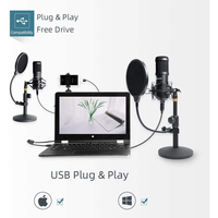 Jual SOUNDTECH USB Microphone Condenser Stand Table Recording Streaming ...