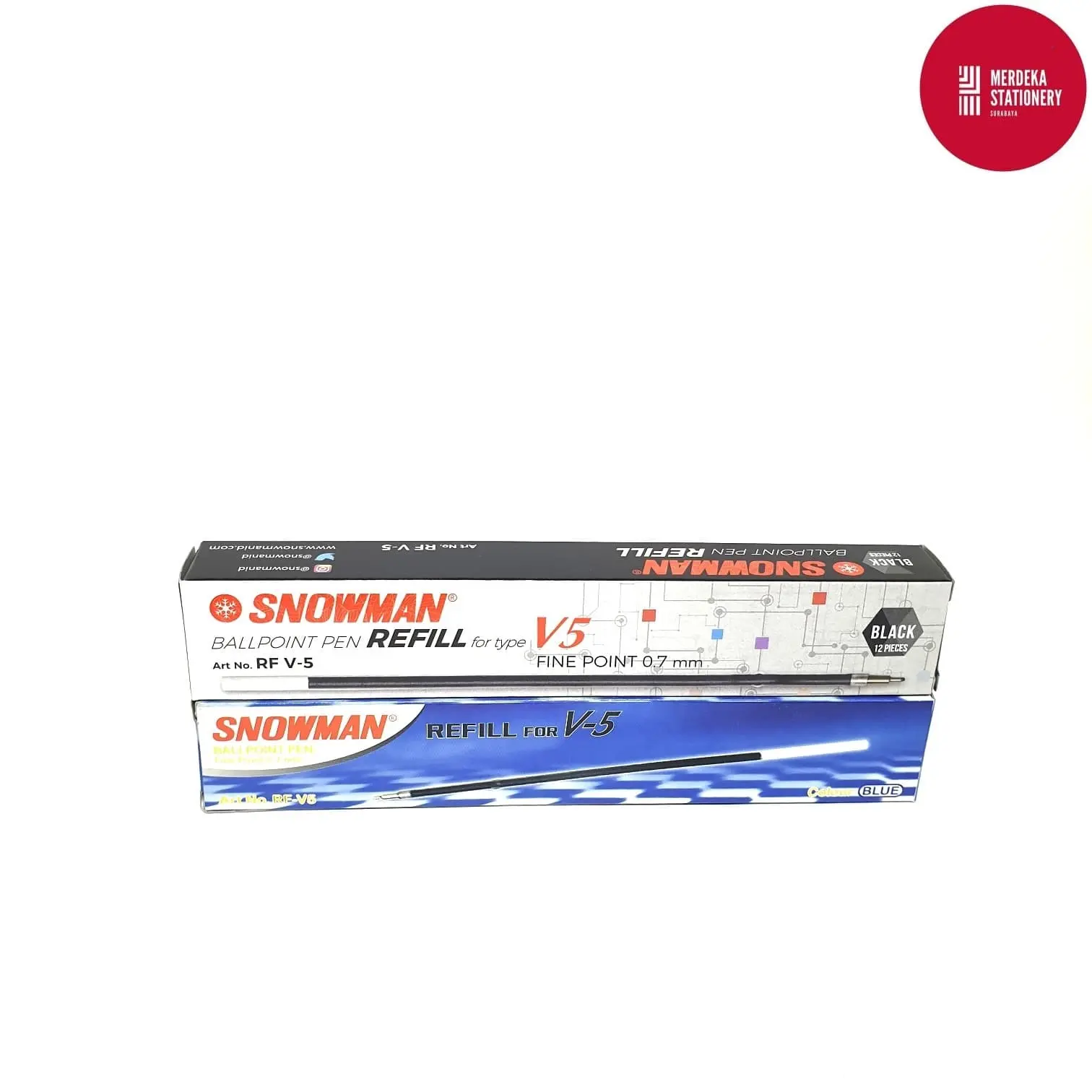 Refill/Isi/Tinta Pulpen/Bolpen/Ballpoint Snowman V5(HITAM/BIRU) 0.7mm