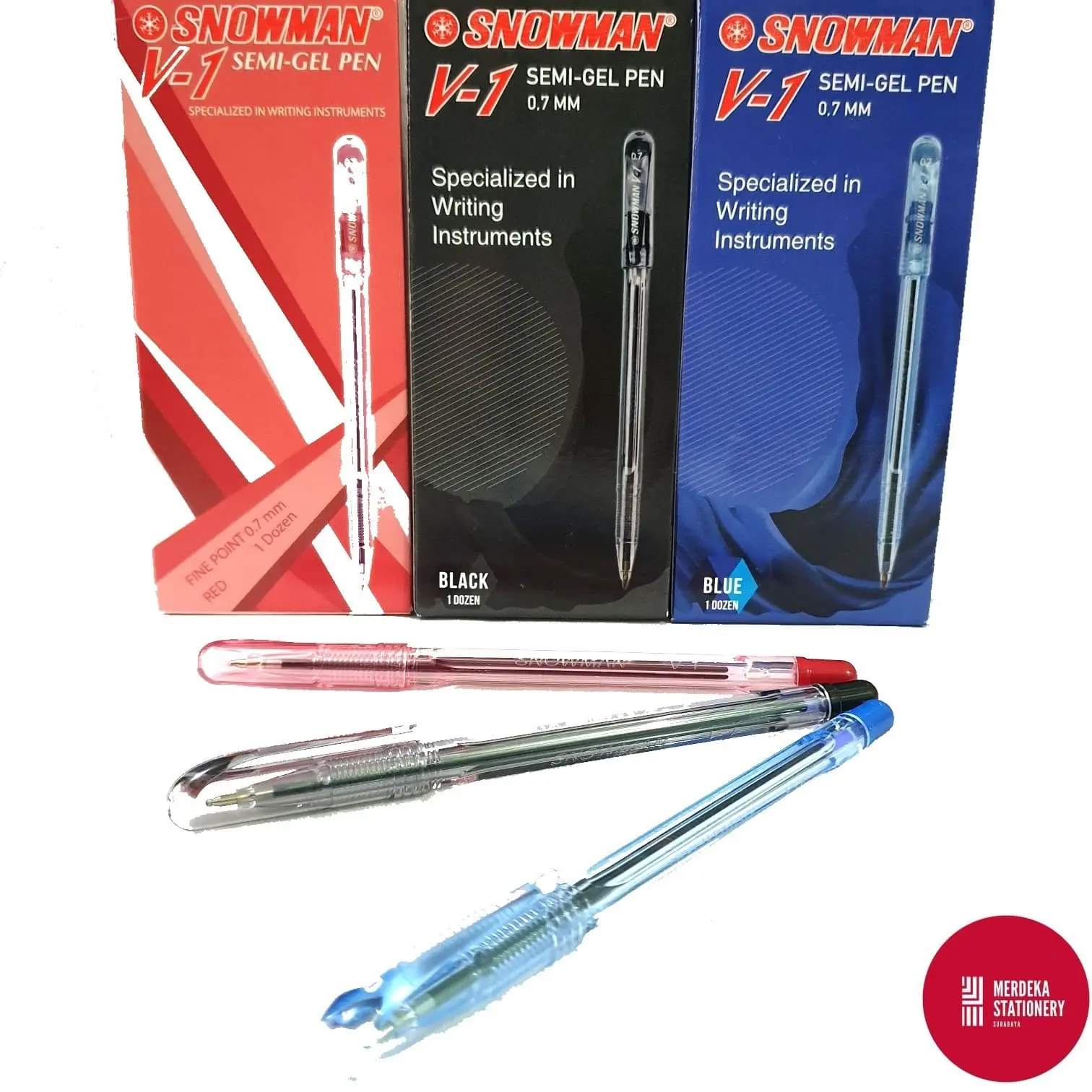 Pulpen/Bolpen/Ballpoint Snowman V1 (MERAH/BIRU/HITAM) SemiGelPen 0.7mm