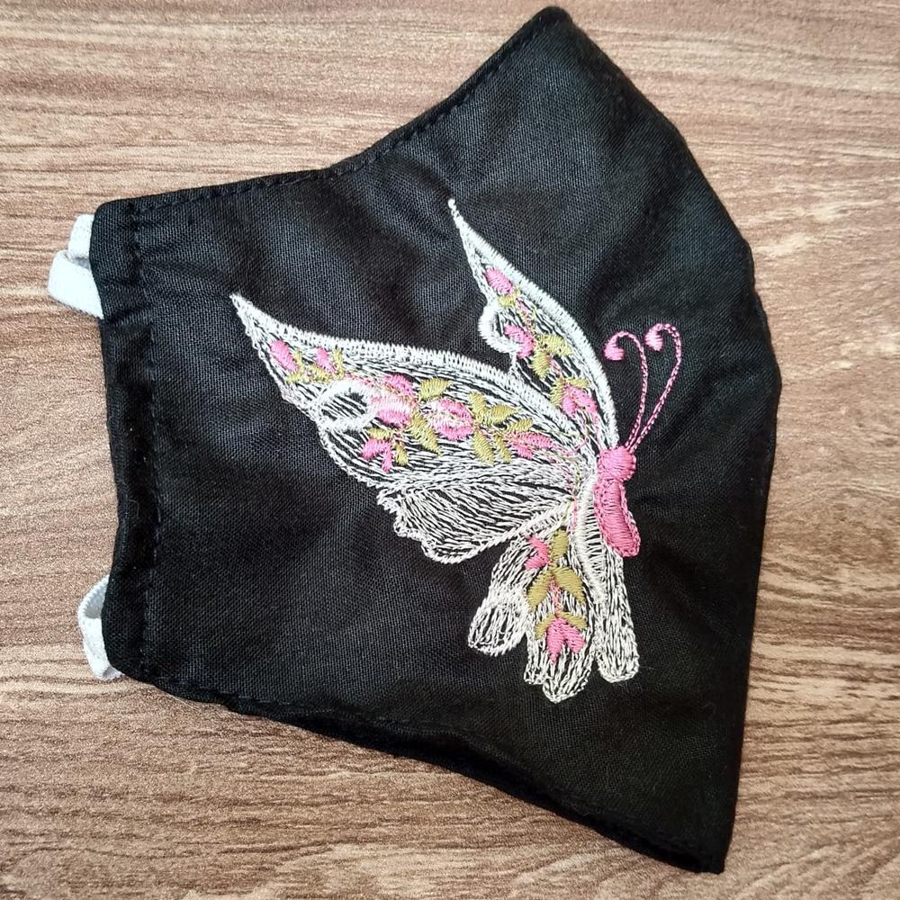 Masker katun bordir kupu-kupu