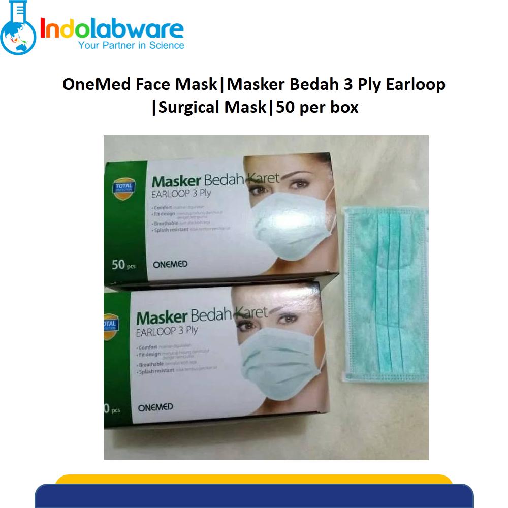 OneMed Face Mask|Masker Bedah 3 Ply Earloop |Surgical Mask|50 per box