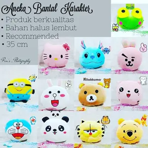 bantal karakter doraemon hellokitty rilakuma garfield