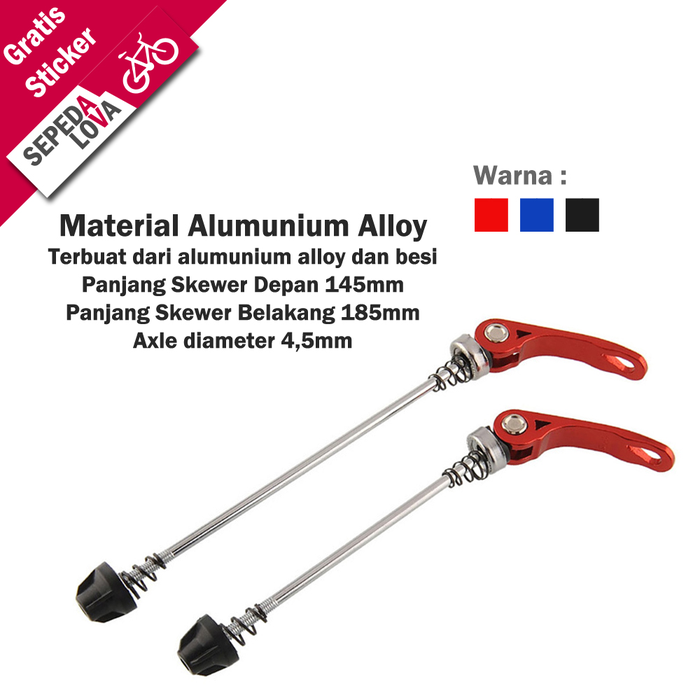 Gambar Sepasang AS QR Quick Release Sepeda Hub Skewer Alloy - Merah dari Sepedalova Kota Serang 4 Tokopedia