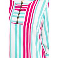 Gambar FAME | 9211460 | Blouse Wanita Lengan 7/8 Detail Zipper Putih Motif Salur Merah/Biru Muda - Putih, S dari FAME Official Kota Surabaya 3 Tokopedia