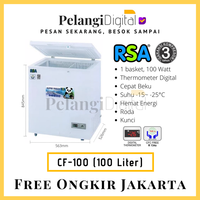 Gambar RSA Chest Freezer Box Garansi Resmi - 100 Liter - CF-100 dari Pelangi Digital Elektronik Kota Administrasi Jakarta Utara Tokopedia