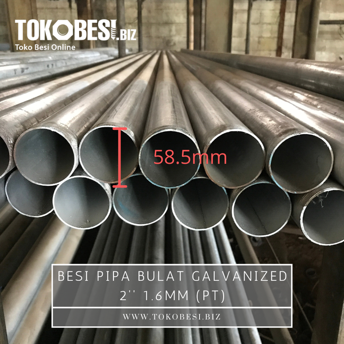 Gambar Besi Pipa Bulat Galvanized 2'' 1.6mm (pt) dari Teguh tokobesi Kota Bandung Tokopedia