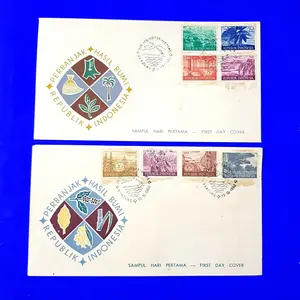 Prangko INDONESIA 1960. Set 2 lbr SHP. Perbanjak Hasil Bumi/Perkebunan