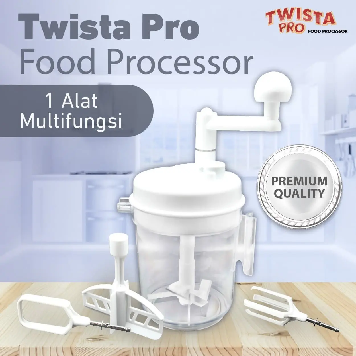 Twista Pro Food Processor Alat Multifungsi Membuat Kreasi Menu Makanan dengan Chopper Blade Mixer Beater Whisk Premium Quality
