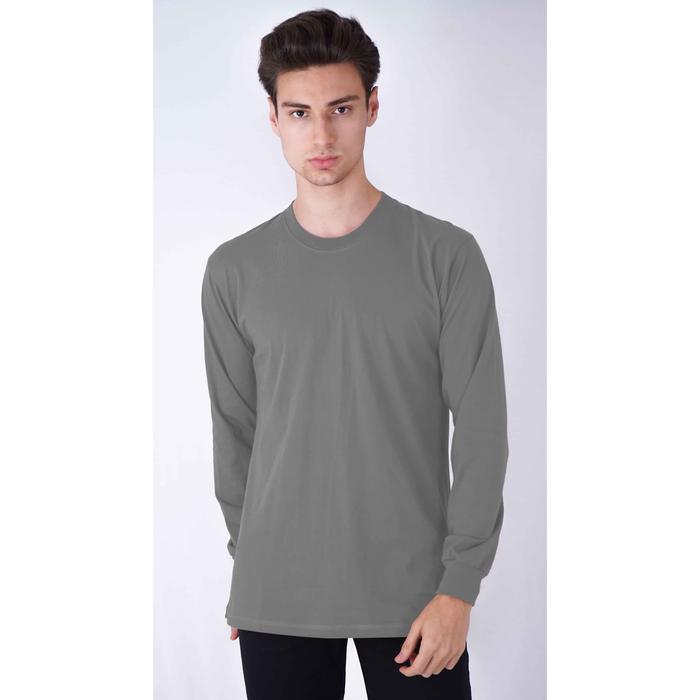 Gambar Houseofcuff Kaos Lengan Panjang Polos Cotton Combed Katun Abu tua - abu tua, S dari House of Cuff Kota Administrasi Jakarta Barat Tokopedia
