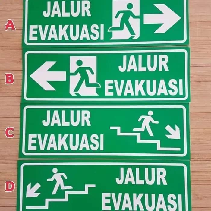 STIKER JALUR EVAKUASI 30X10CM GLOW IN THE DARK STICKER FOSFOR RAMBU K3