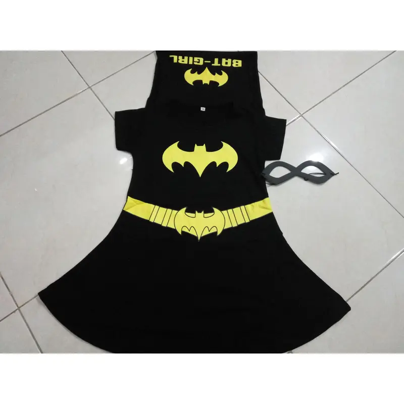 Kostum Anak Cewek Bat Girl baju superhero perempuan batgirl dress pendek 1
