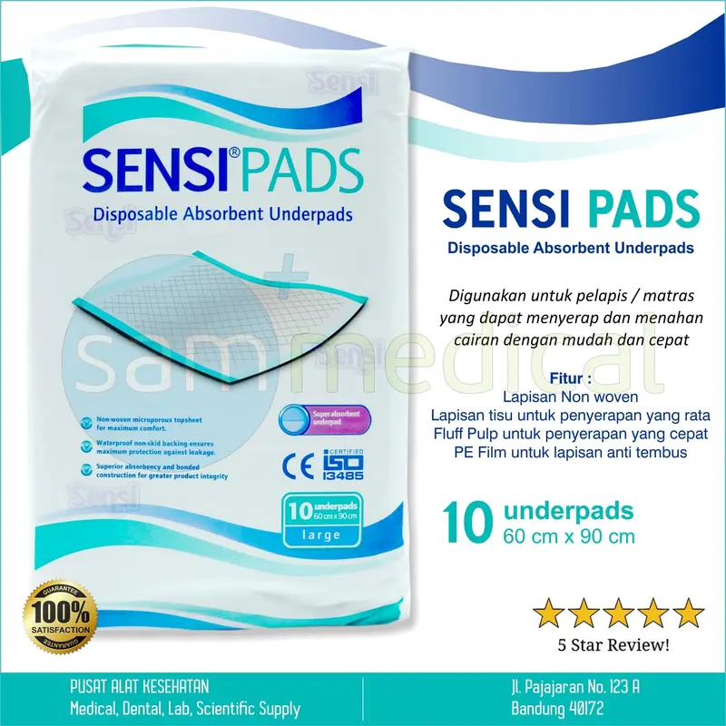 Sensipads Underpads – Alas Popok Sekali Pakai – Anti Bocor & Anti Gerak 1