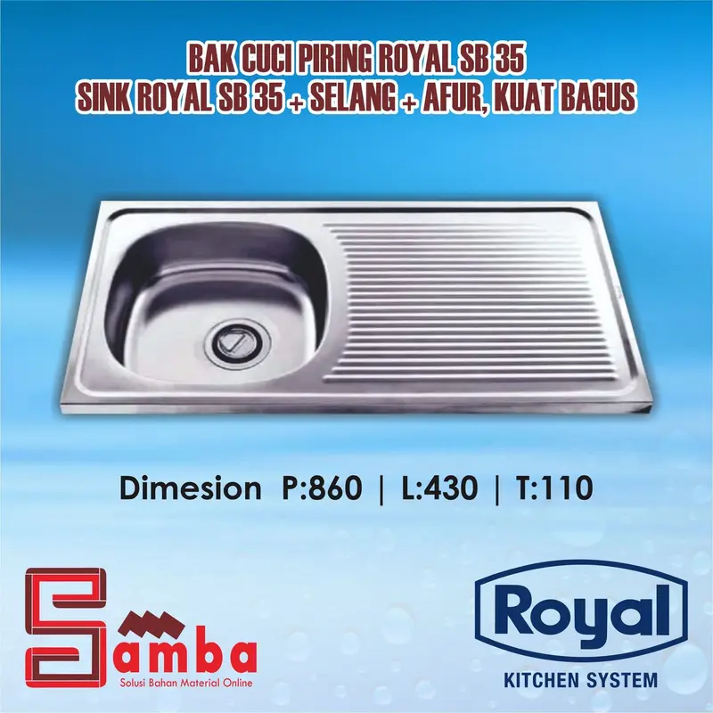 BAK CUCI PIRING ROYAL SB 35 /SINK ROYAL SB 35 +SELANG+AFUR,KUAT BAGUS 1