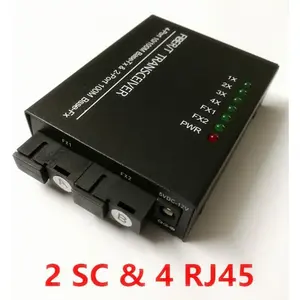 Fiber Optic Converter 4 RJ45 2 SC 10/100Mbps Ethernet Switch
