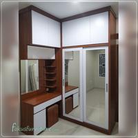 Gambar Wardrobe/lemari pakaian minimalis hpl dari Fokus furniture Kota Depok 5 Tokopedia