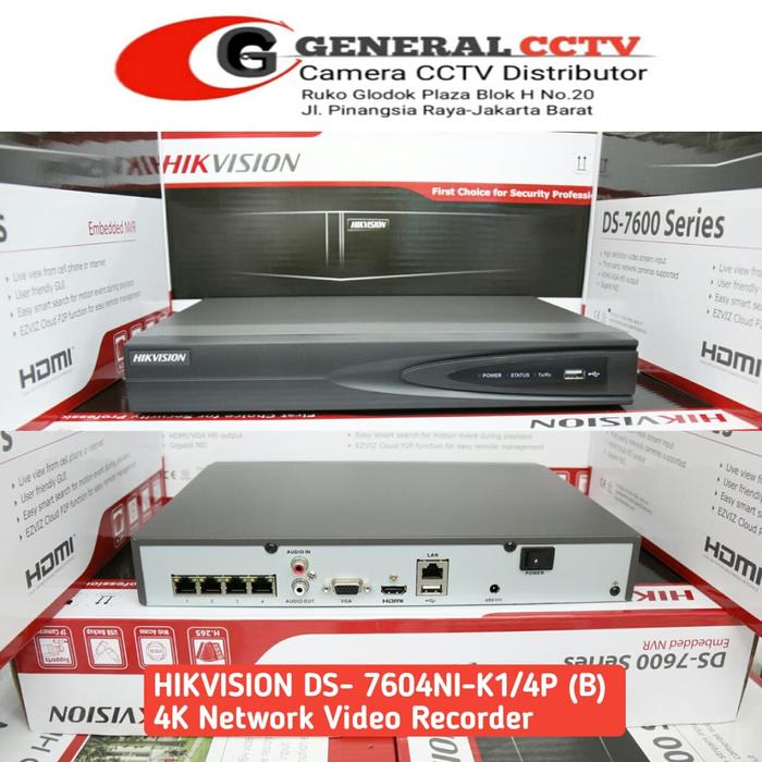 Gambar NVR HIKVISION 4 CHANNEL PoE 7604NI-K1/4P 4K NVR Original Garansi 2THN dari General CCTV Kota Administrasi Jakarta Barat Tokopedia