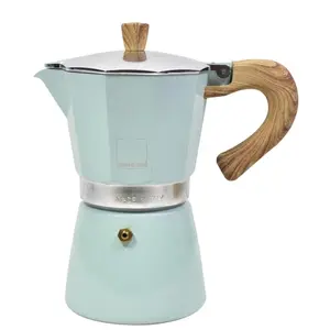 moka coffe maker teko pot 6 cup biru alat pembuat kopi panas teh dapur
