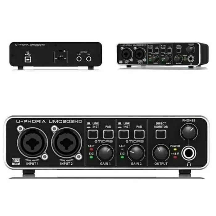Behringer UMC202HD / UMC 202 HD Soundcard with MIDAS Preamp ORIGINAL 1