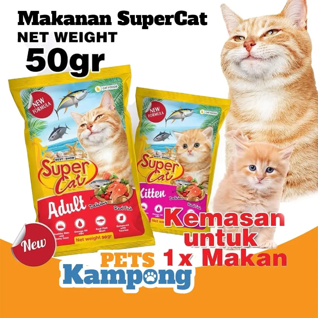 Makanan kucing Dewasa Anakan Supercat Kitten Adult 50gr