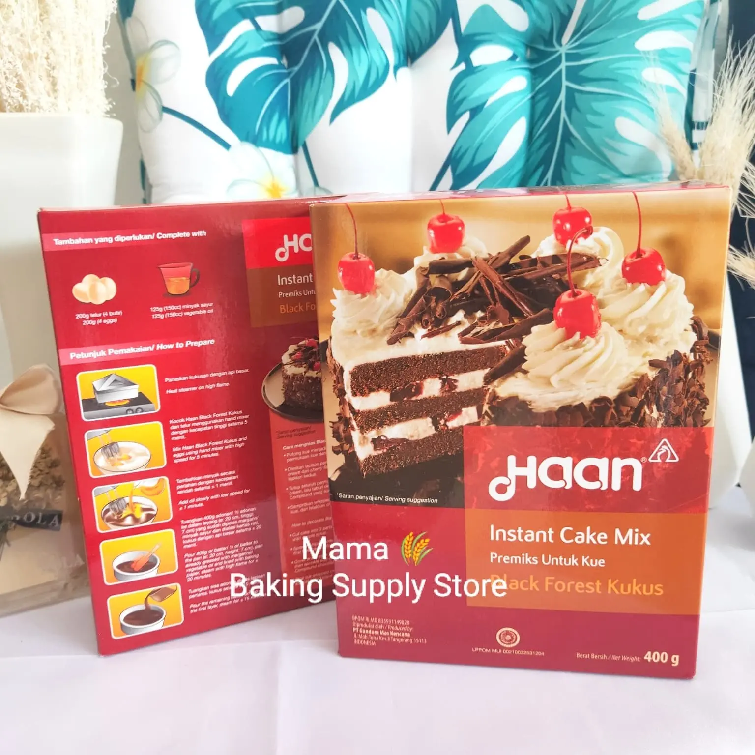 HAAN Black Forest Instant Cake Mix Kukus Premix Kue Blackforest 400 gr